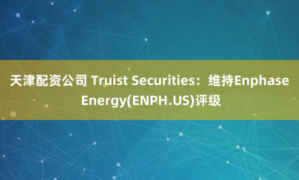 天津配资公司 Truist Securities：维持Enphase Energy(ENPH.US)评级