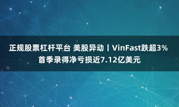 正规股票杠杆平台 美股异动丨VinFast跌超3% 首季录得净亏损近7.12亿美元